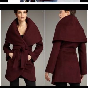 Elie Tahari maroon burgundy shawl collar jacket